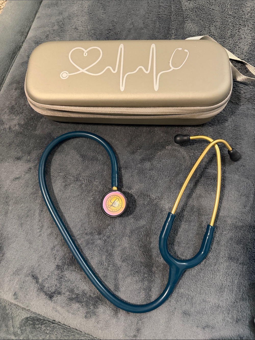 Kids Teal and Yellow Toy Stethoscope with Gold Case
